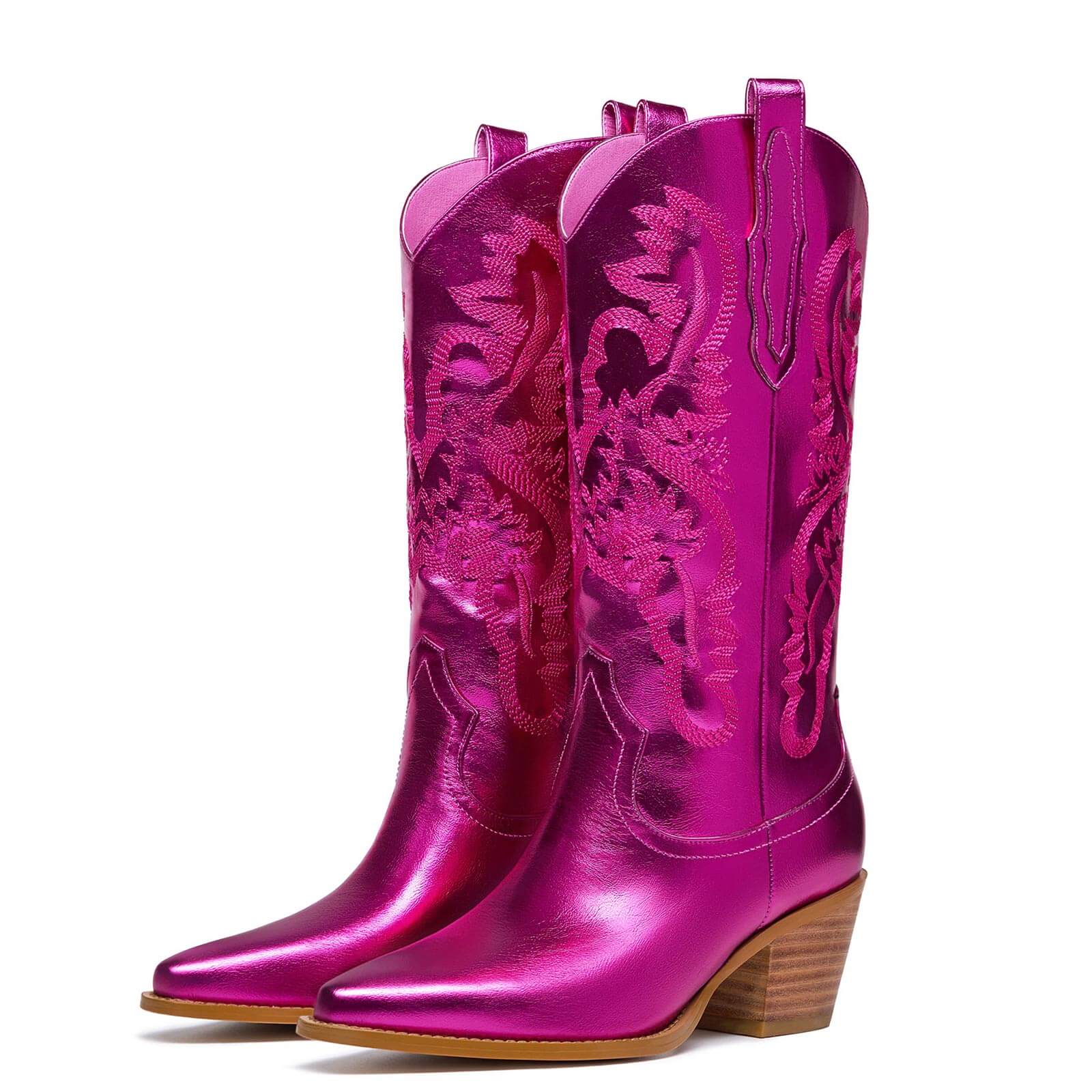 Embroidered Metallic Western Cowgirl Boots