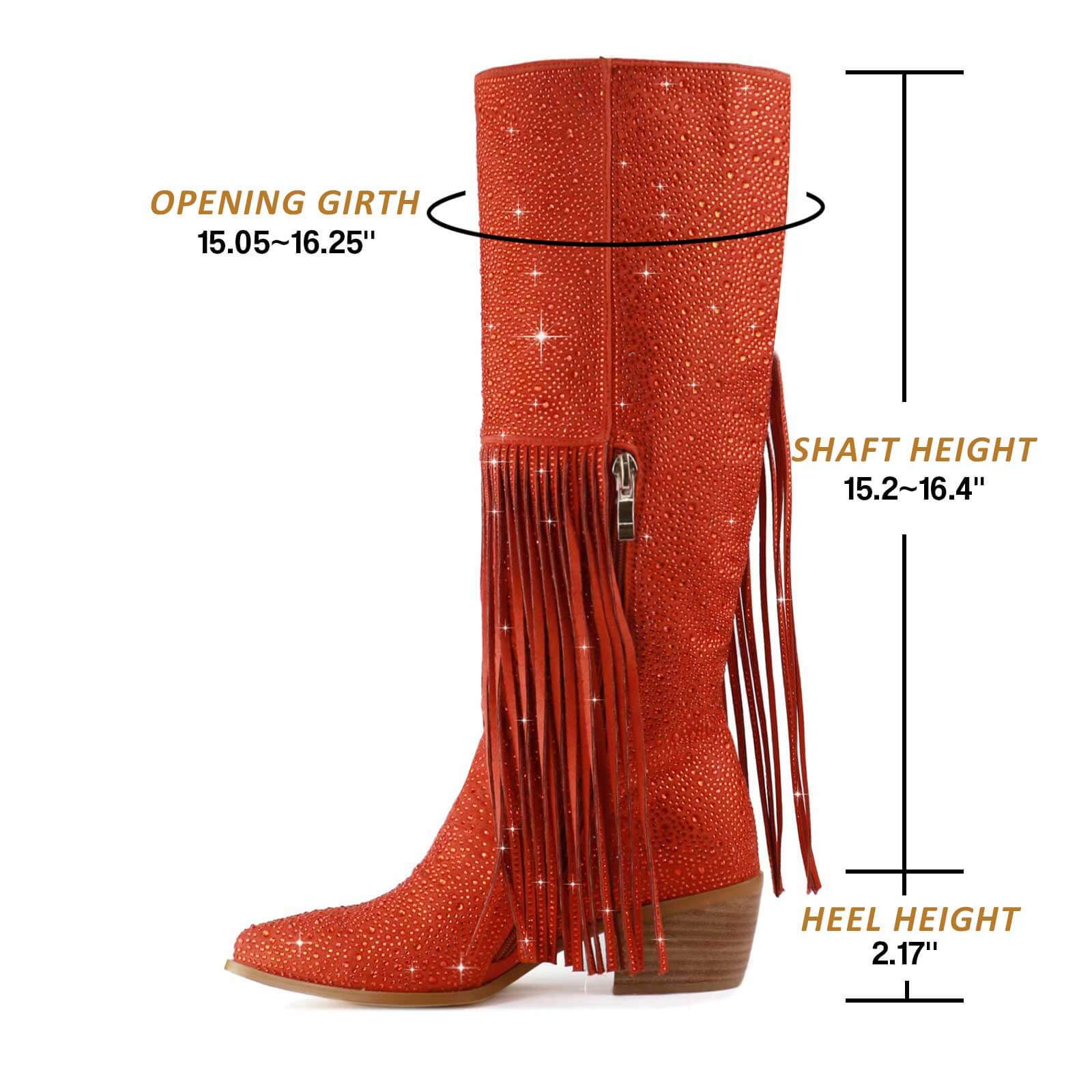 Women's Rhinestone Fringe Knee High Cowboy Boots