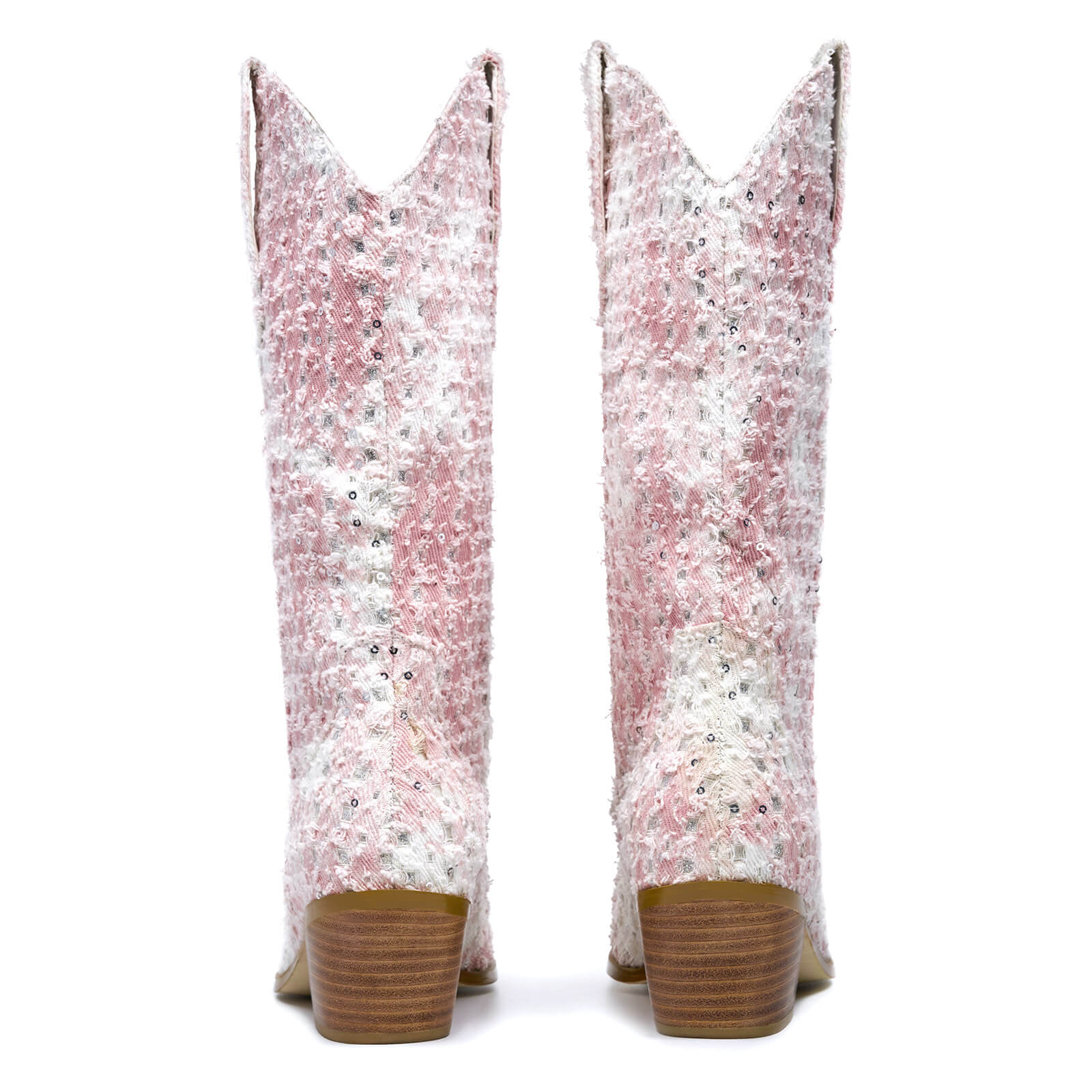 Western Shiny Sequin Denim Cowboy Mid Calf Boots