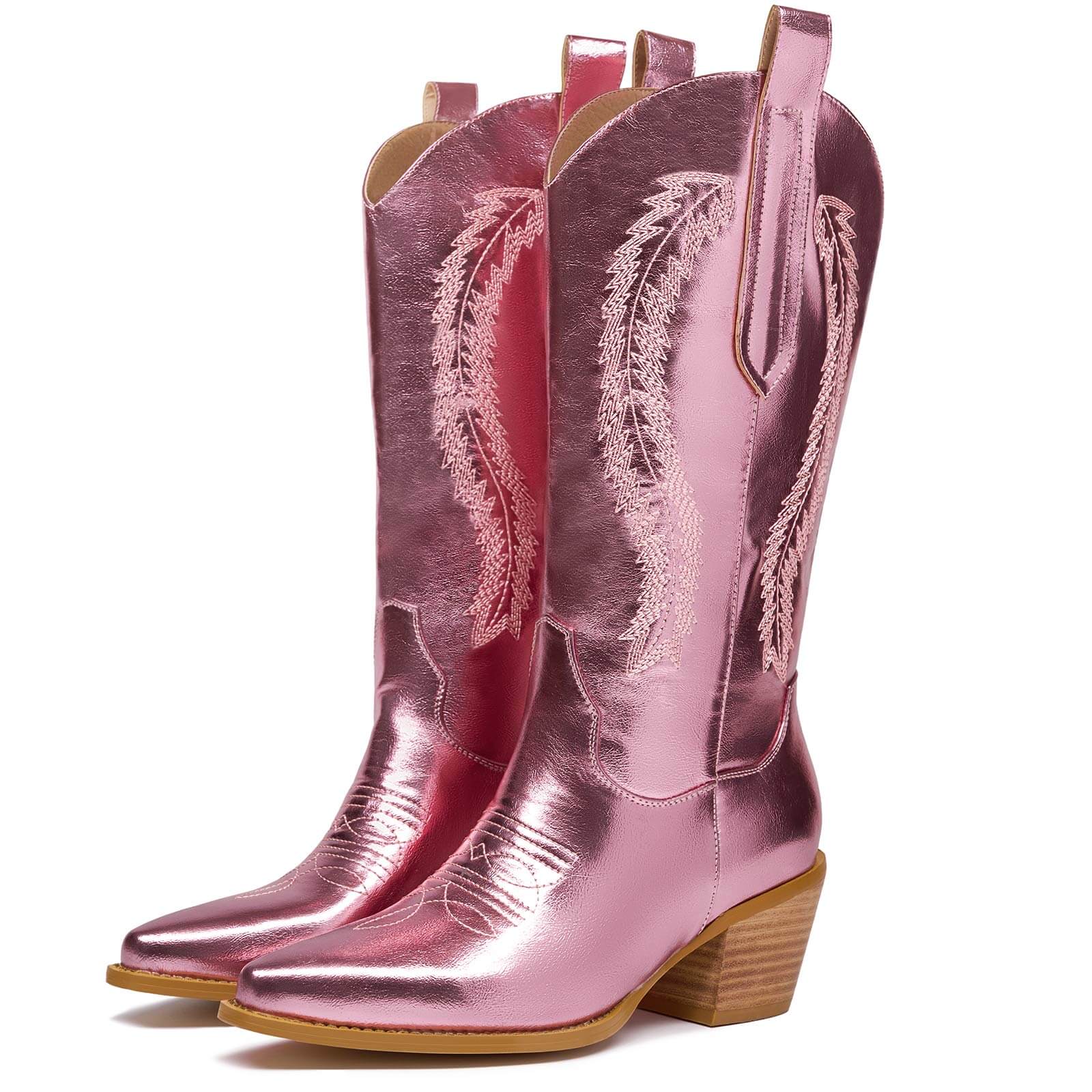 Women's Metallic Sparkly Western Cowgirl Mid Calf Boots