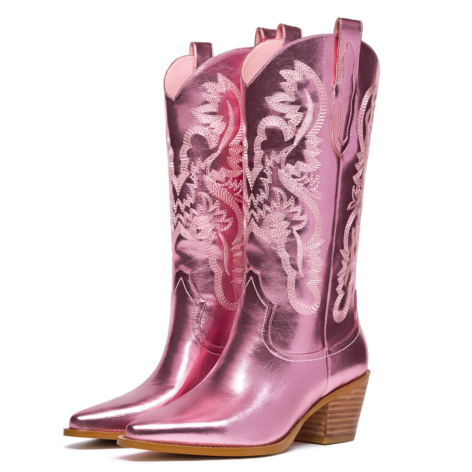 Embroidered Metallic Western Cowgirl Boots