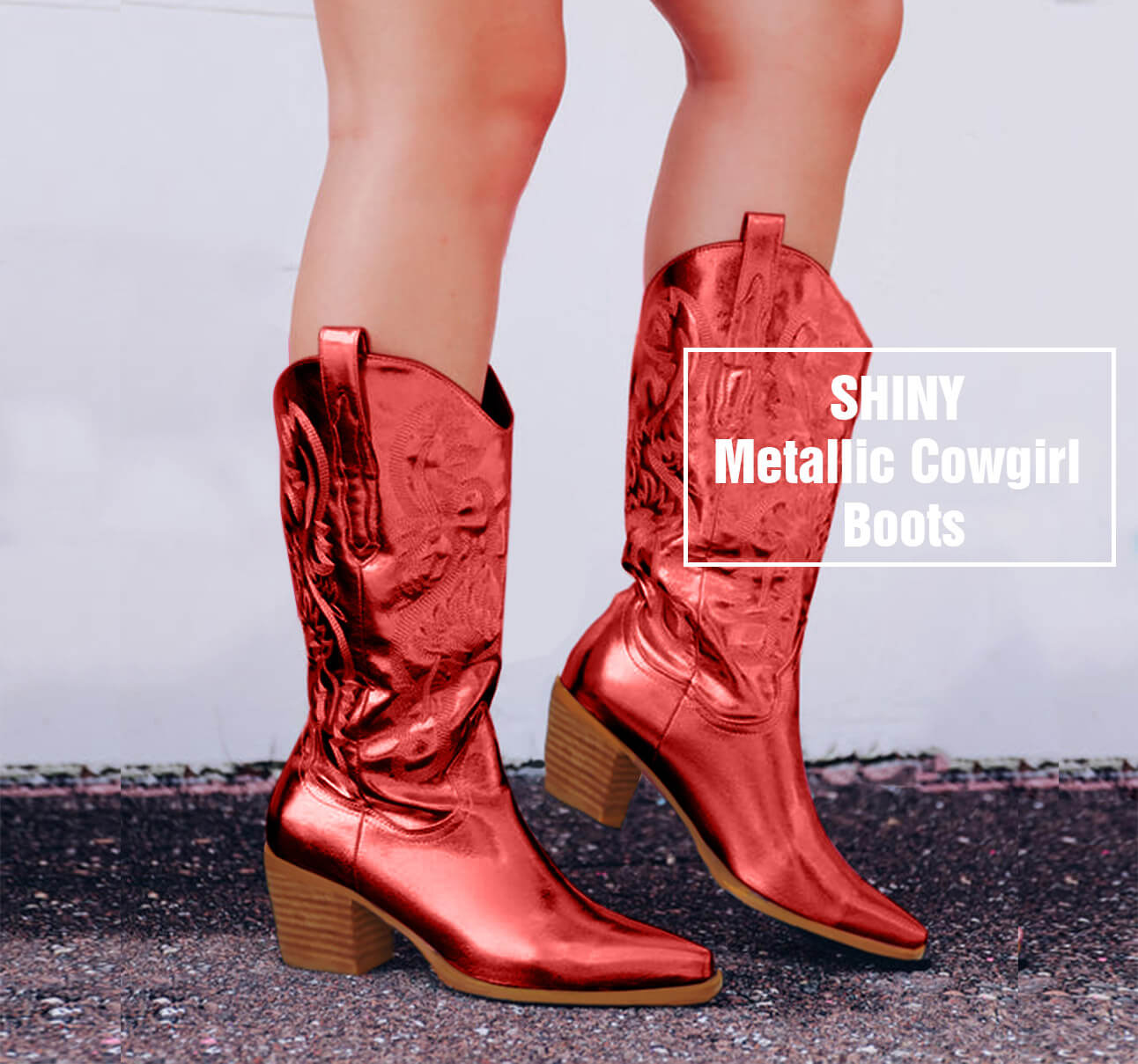 Embroidered Metallic Western Cowgirl Boots