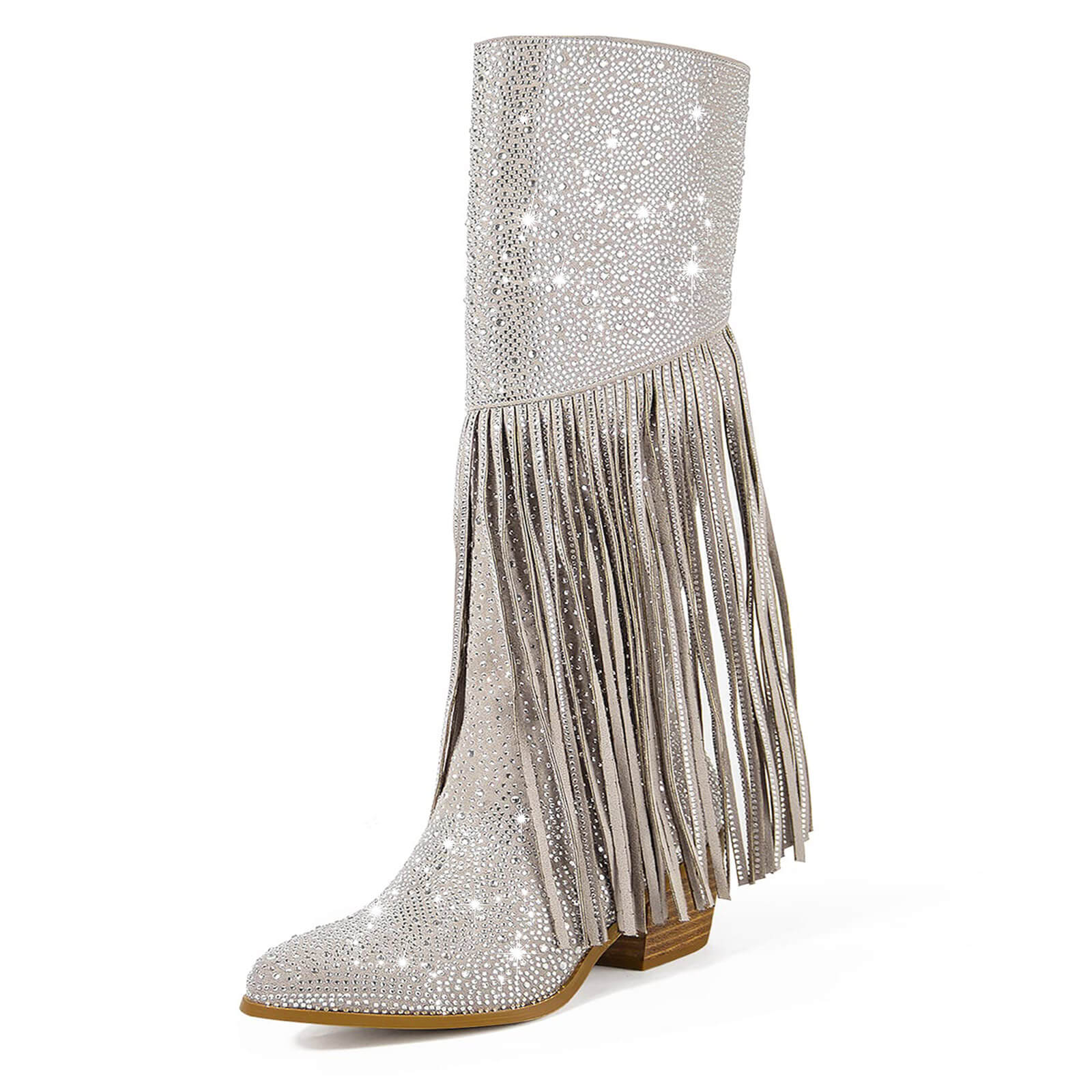 Women's Rhinestone Fringe Knee High Cowboy Boots