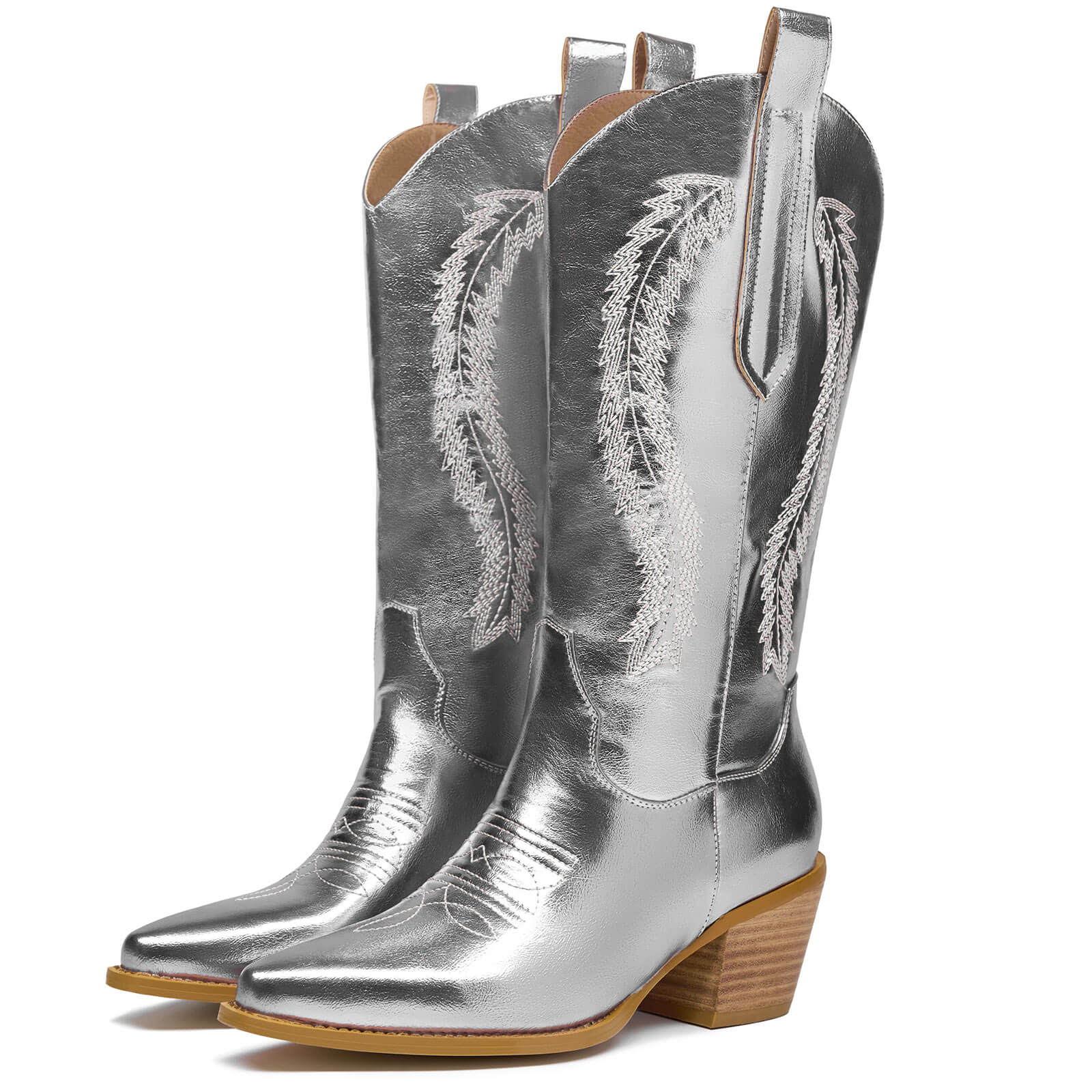 Women's Metallic Sparkly Western Cowgirl Mid Calf Boots