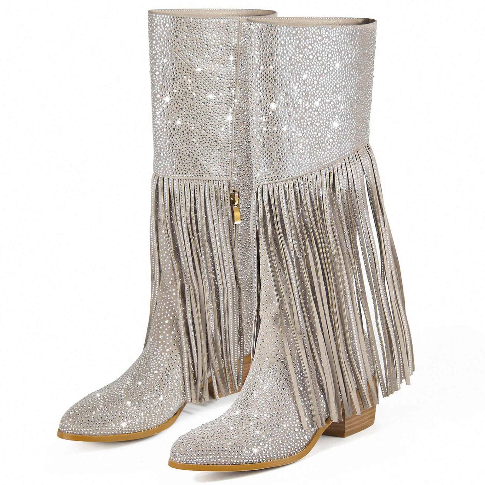 Women's Rhinestone Fringe Knee High Cowboy Boots