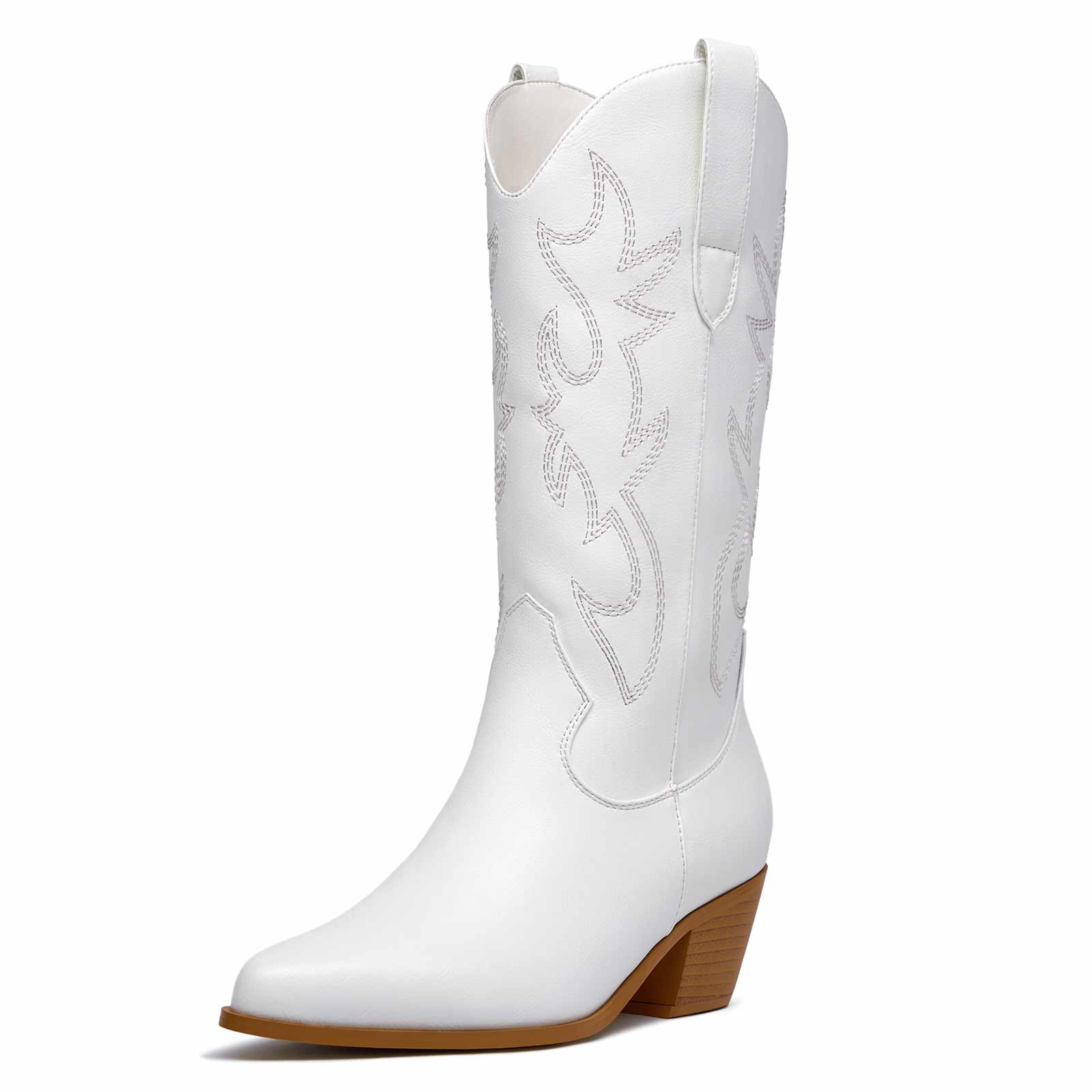 Western Embroidery Mid Calf Cowboy Boots