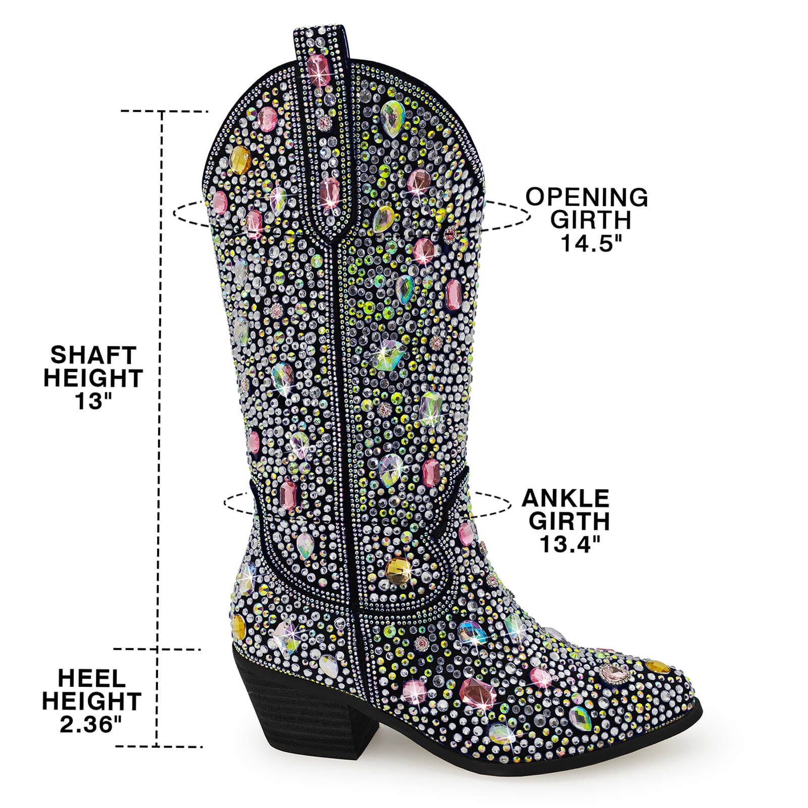 Shiny Adorned Gem Cowboy Boots for Women