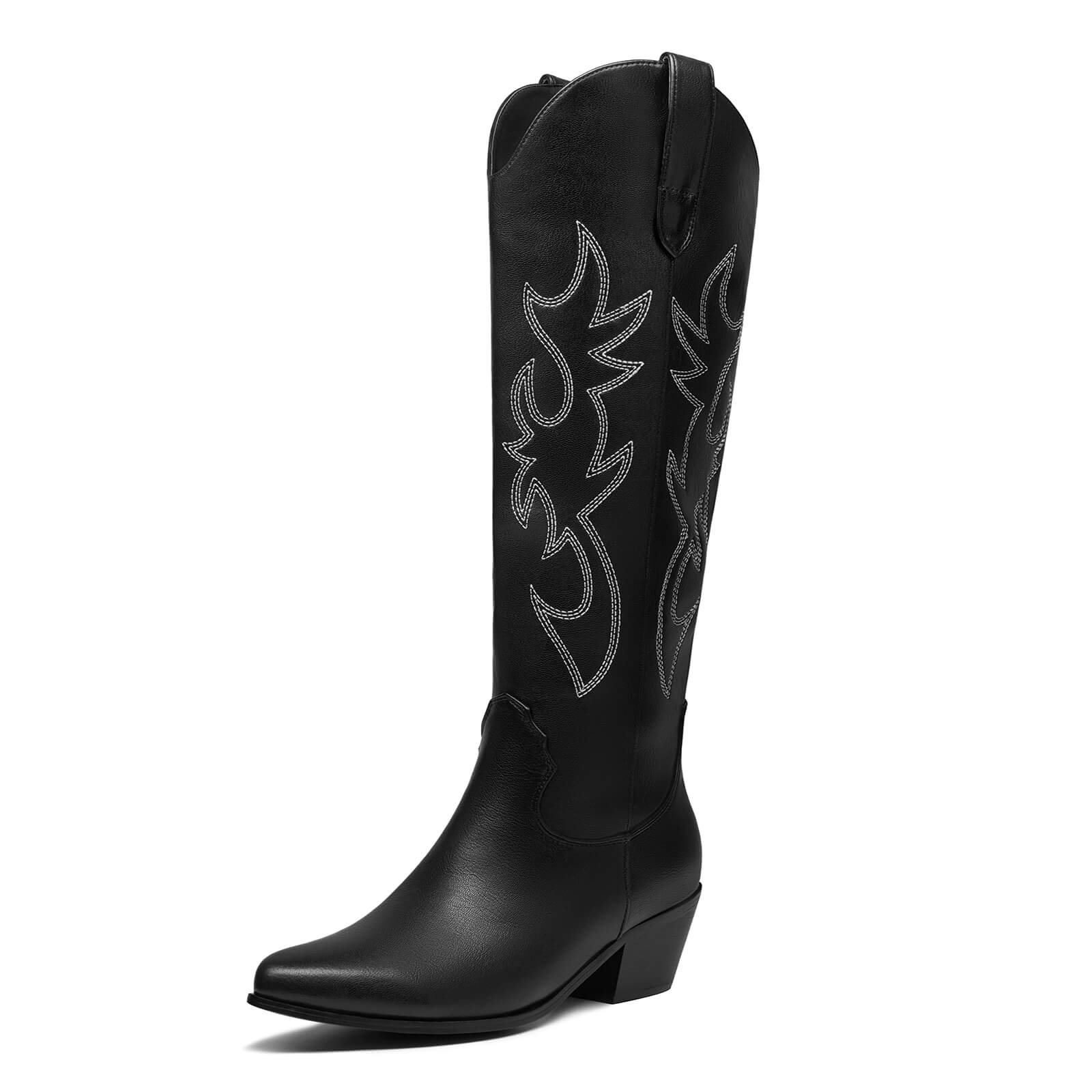 Western Embroidery Pointed Toes Knee High Cowboy Boots