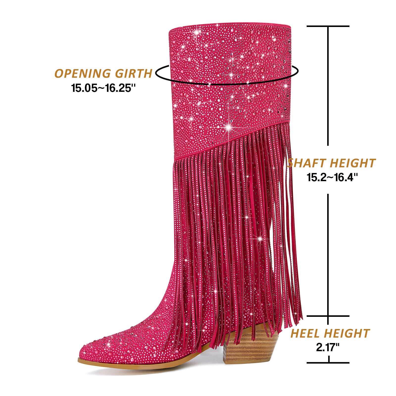 Women's Rhinestone Fringe Knee High Cowboy Boots