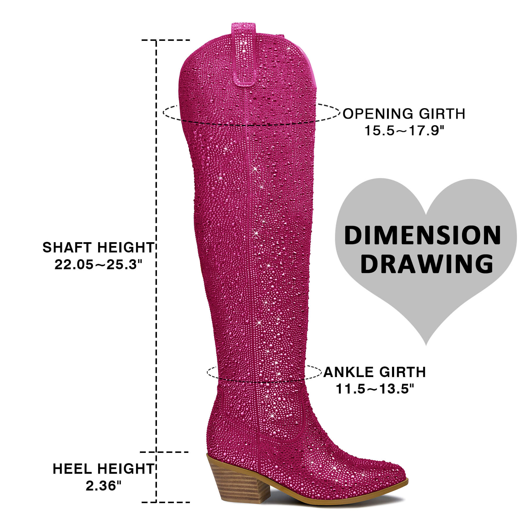 Women's Rhinestone Over Knee Cowboy Boots