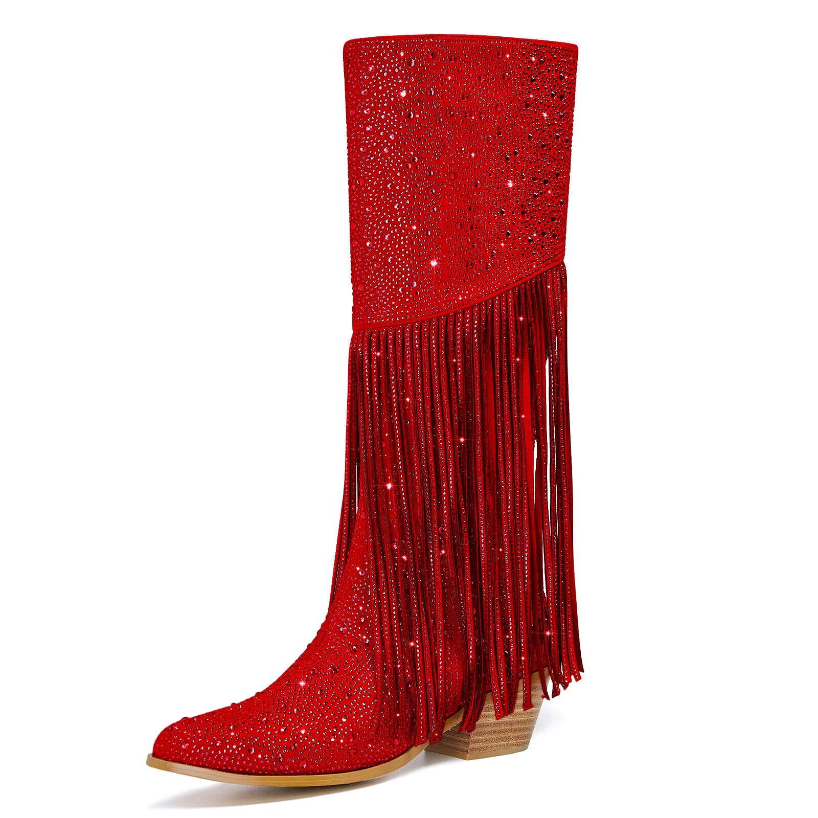 Women's Rhinestone Fringe Knee High Cowboy Boots