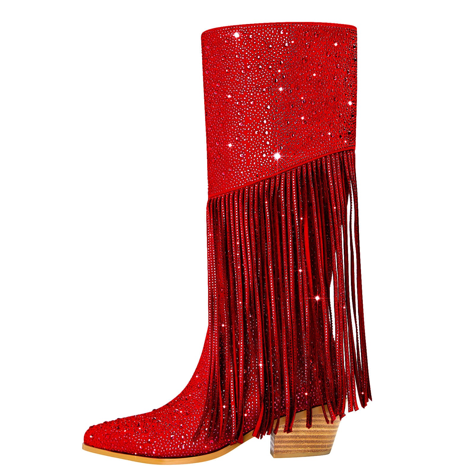 Women's Rhinestone Fringe Knee High Cowboy Boots