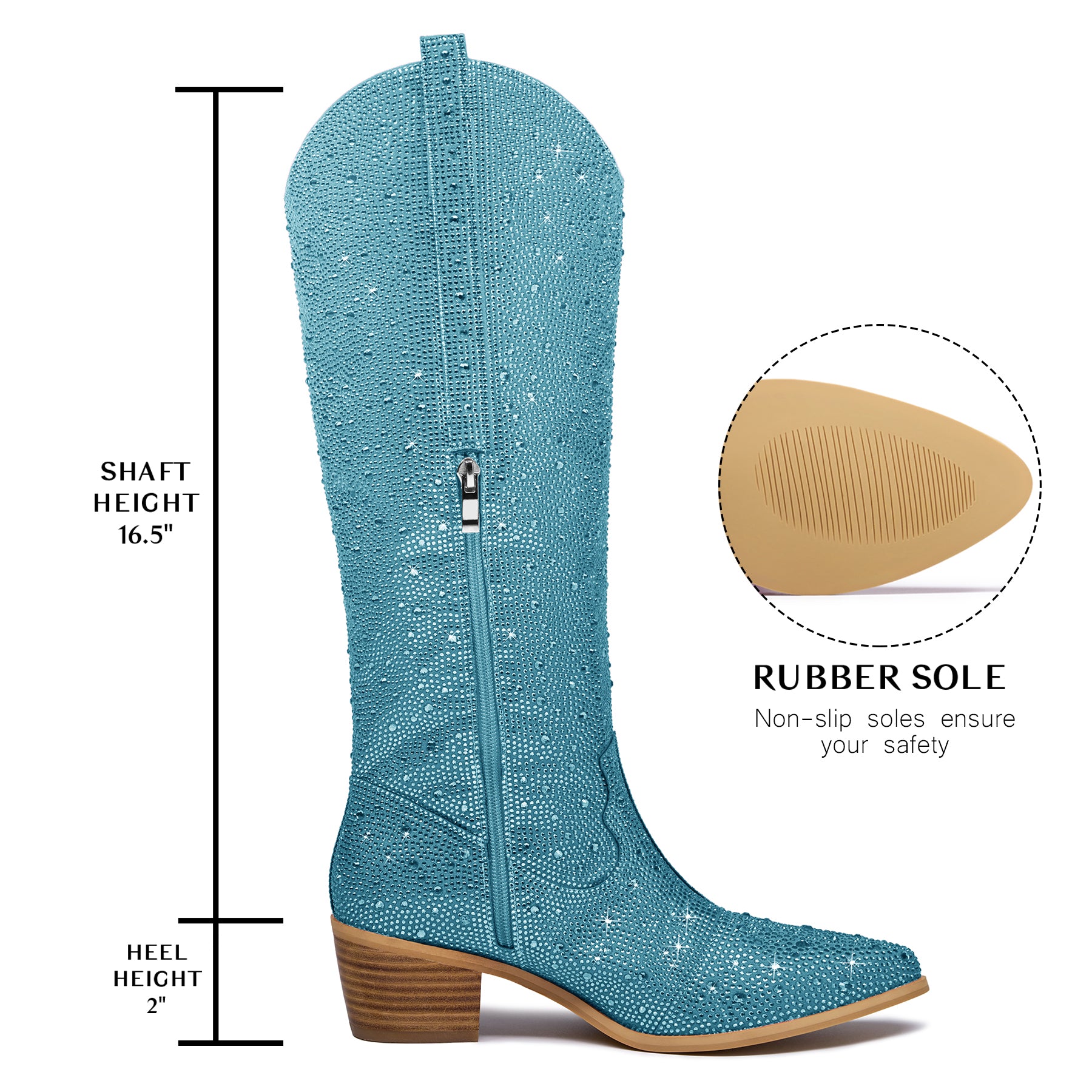 Rhinestone Knee High Cowboy Boots