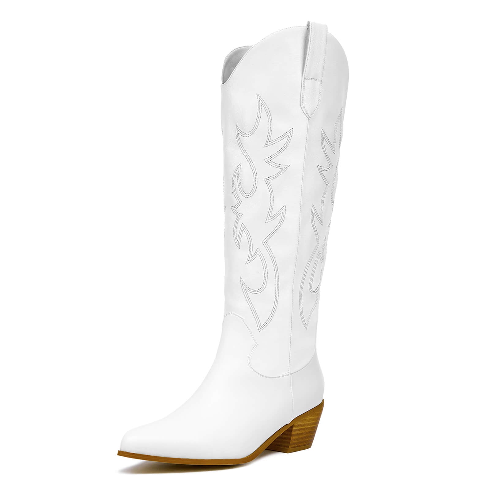 Western Embroidery Pointed Toes Knee High Cowboy Boots